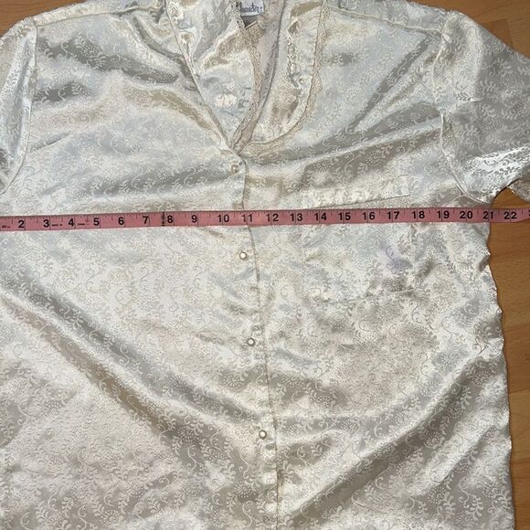 Vintage Character Matching Ivory Pajama Set Long Sleeve Button Down With Pants S - Picture 11 of 16